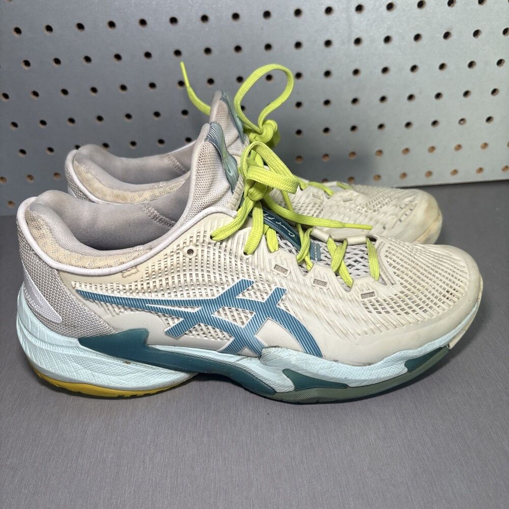 Asics Court FF 3 Tennis Shoes Womens Size 8 Pickleball White Blue FlyteFoam